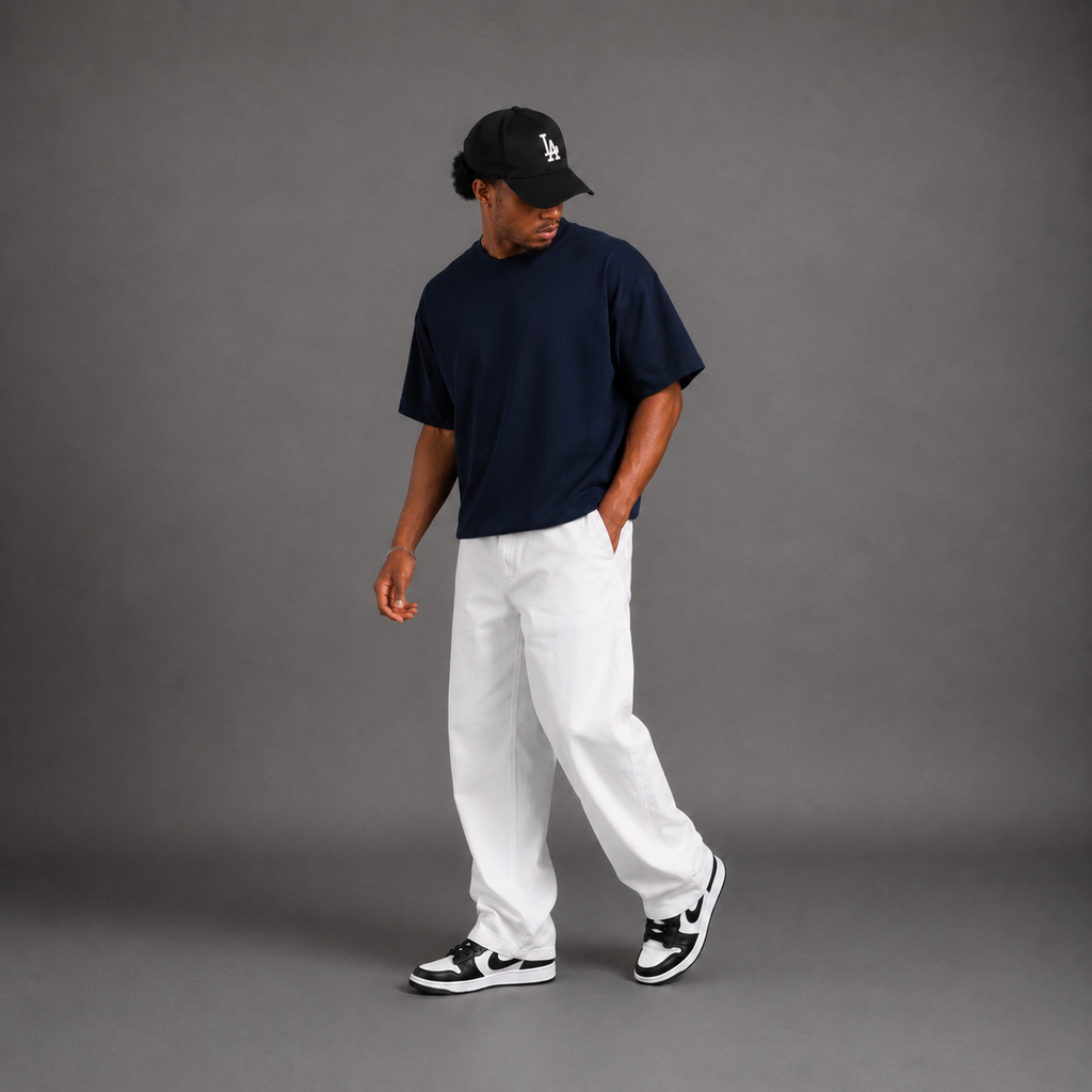 Classic Navy Blue Boxy Fit T-Shirt