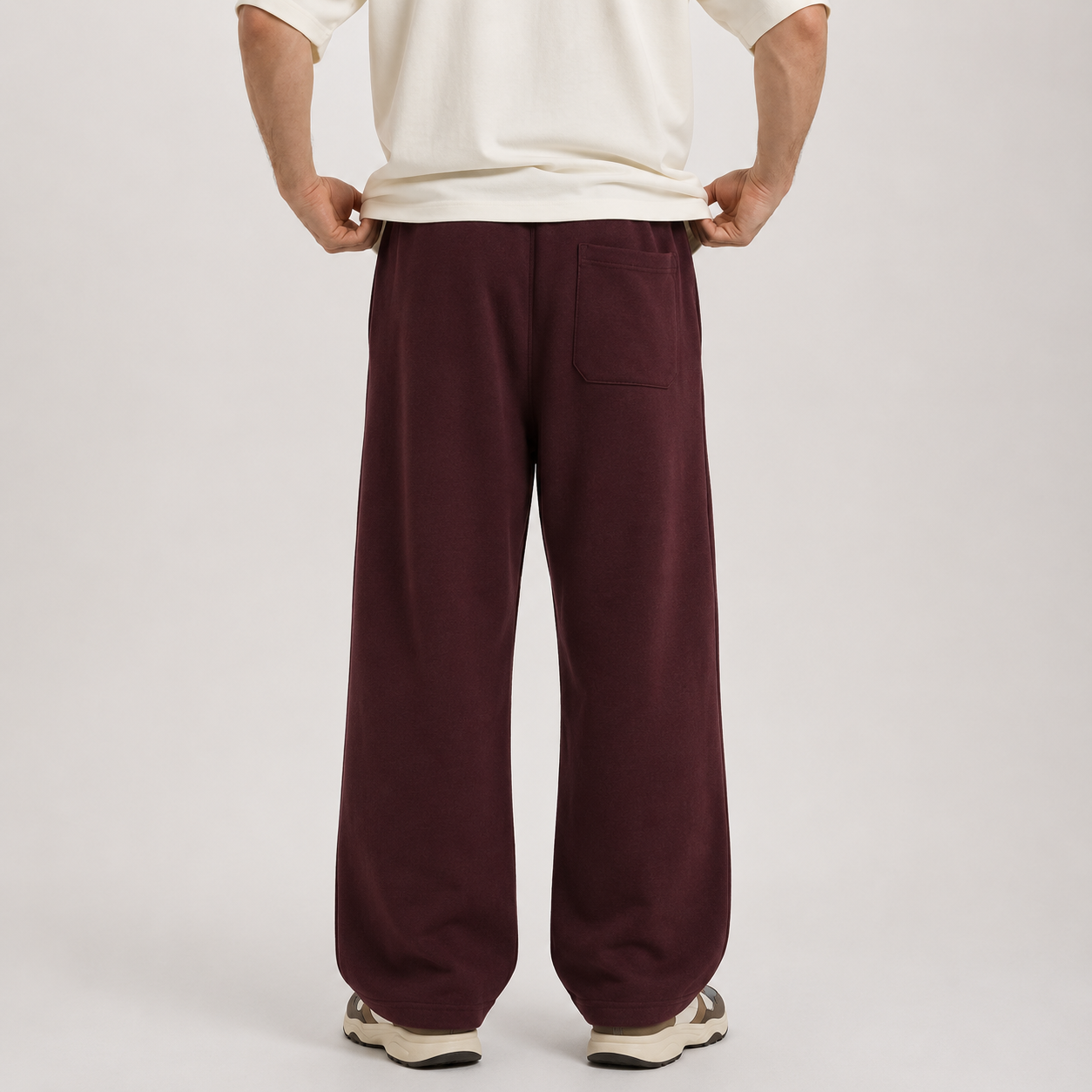 Burgundy Wide Leg Sweatpants