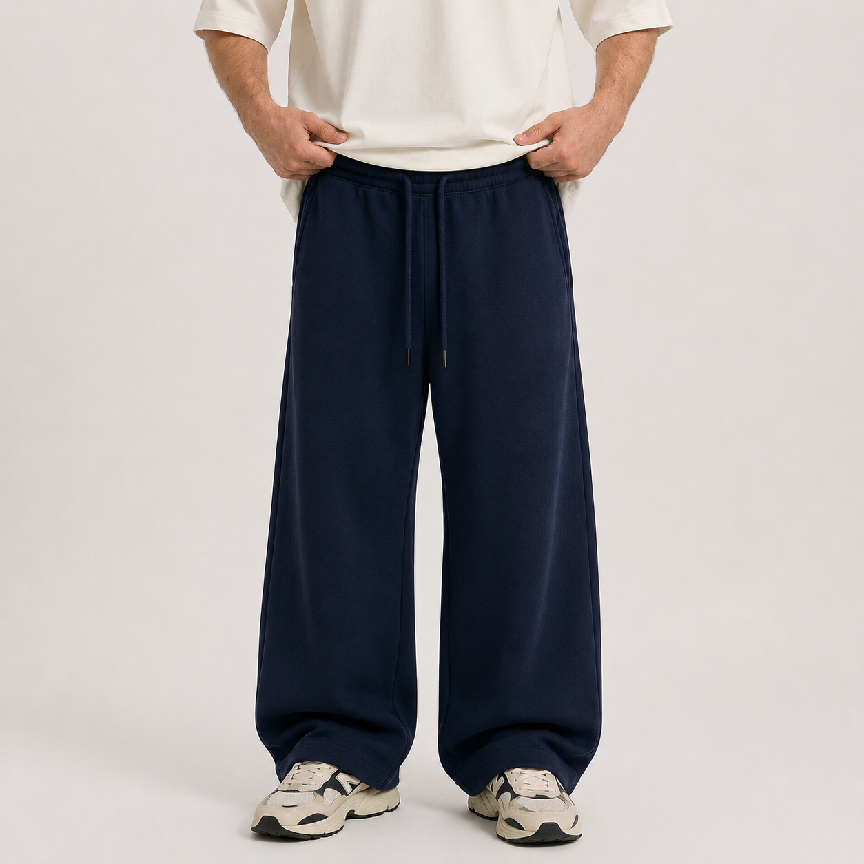 Navy Wide Leg Sweatpants